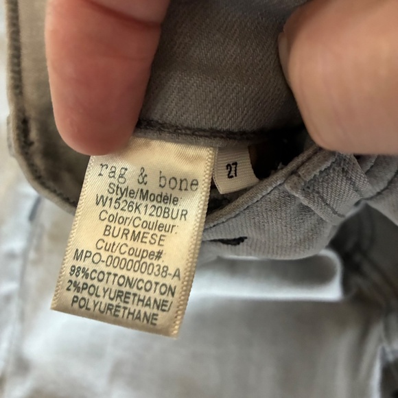 Rag & Bone Ankle Skinny Jeans Sz 27 Light Grey Frayed Hem Cropped Stretch - Picture 4 of 9